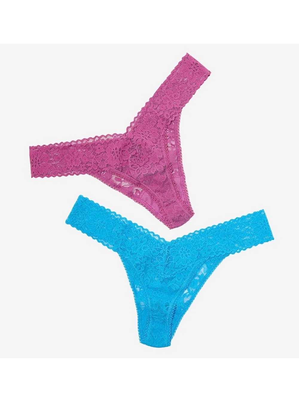 Hanky Panky Thong 2 Pack in Pink and Blue Lace. Plus size. Brand new!